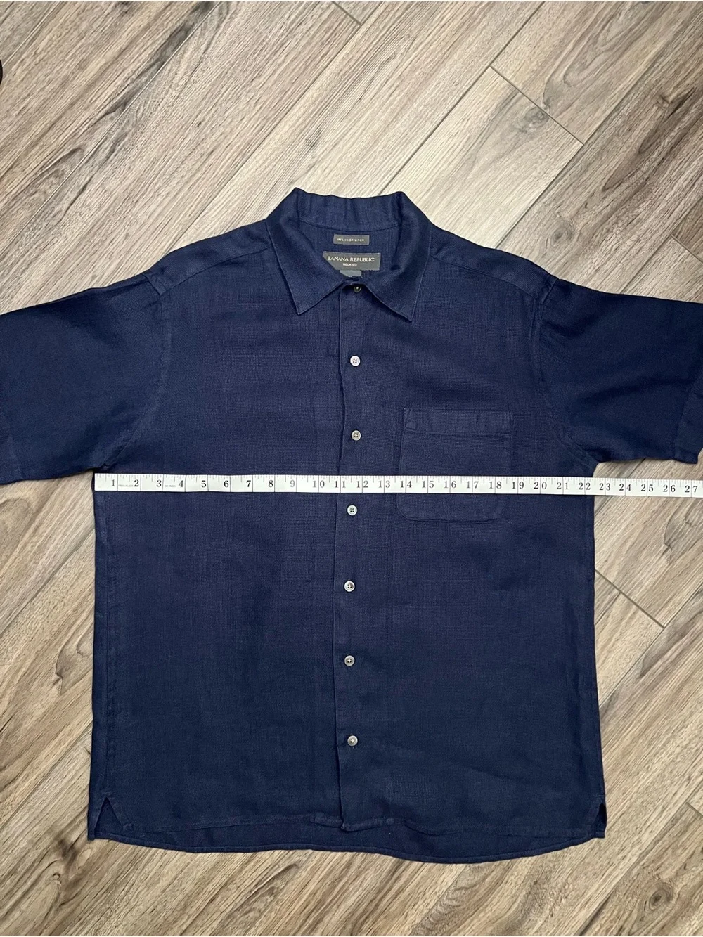 Banana Republic Relaxed 100% Irish Linen Shirt Mens Medium Navy Blue NWOT
